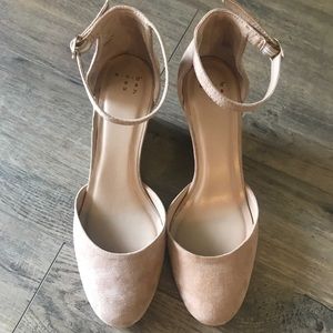 Nude suede wedges size 8